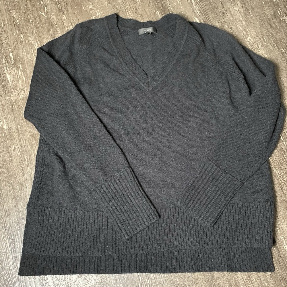 J Crew‎ Sweater Black Small Alpaca Blend V Neck